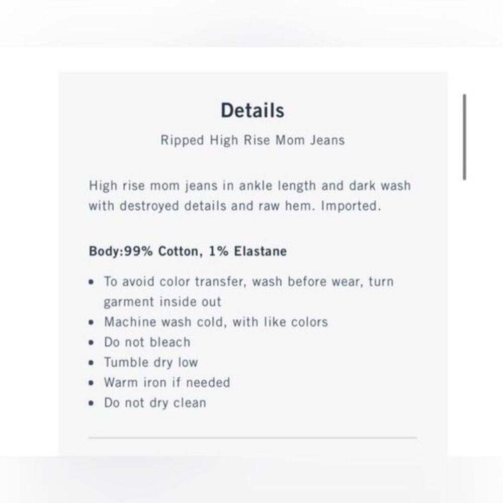 A&F High Rise Mom Jean 25 Regular Ripped Dark Wash - Picture 7 of 8